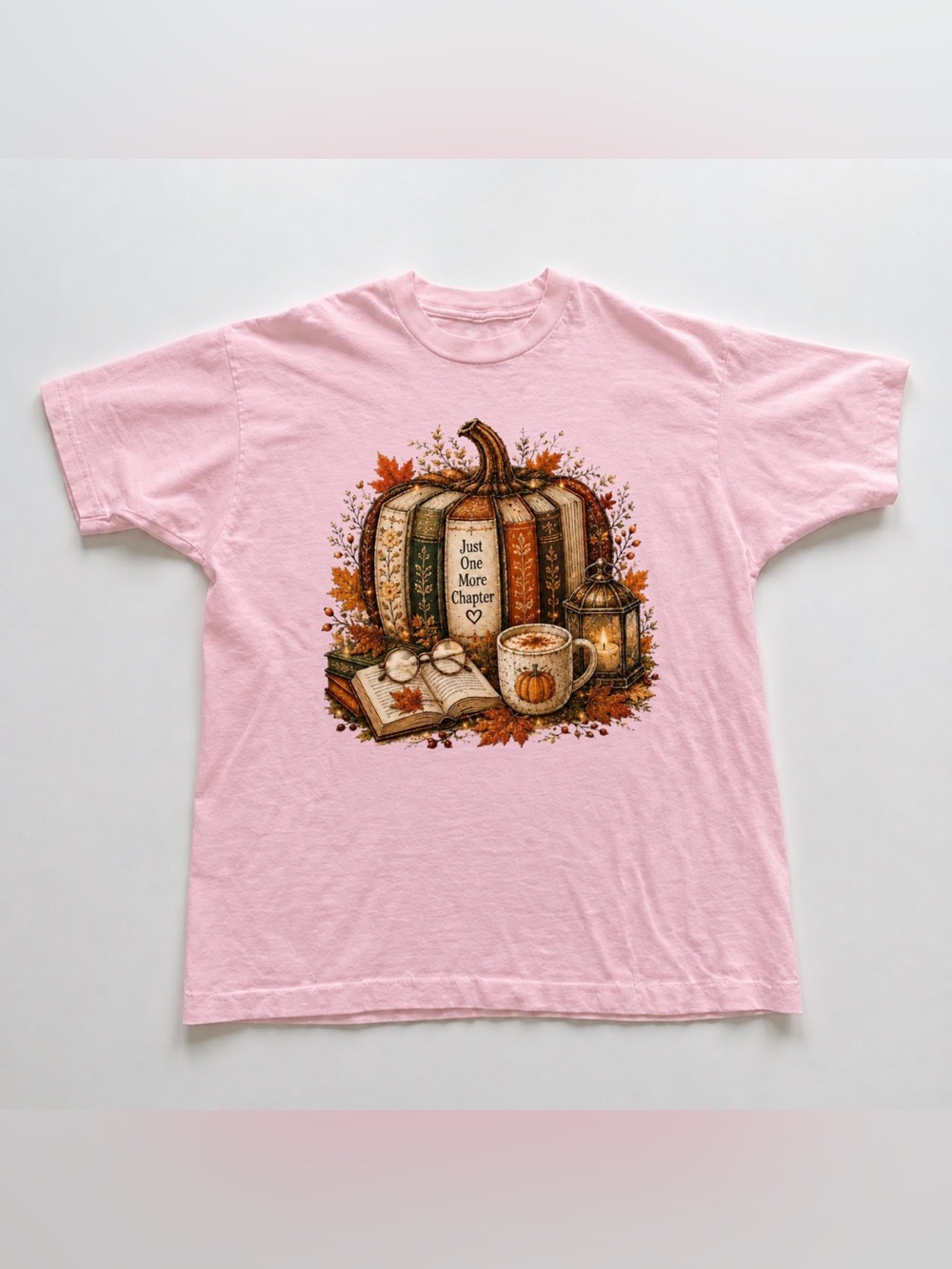 Light Pink Autumn 'Just One More Chapter' Graphic Tee